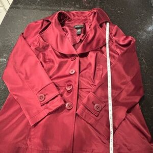 Lane Bryant Satin Trench Coat in Deep Wine Red